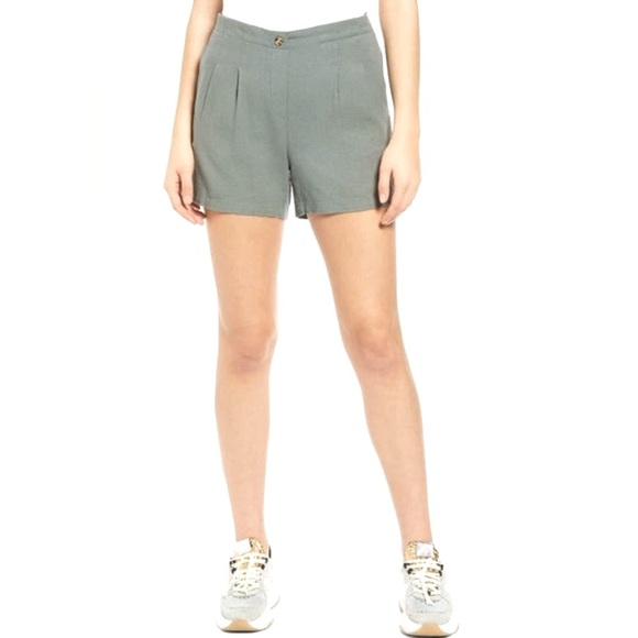 Vero Moda Pants - (B29) VERO MODA High Waist Linen Blend Shorts in Laurel Wreath, Green, Sz M, NWT